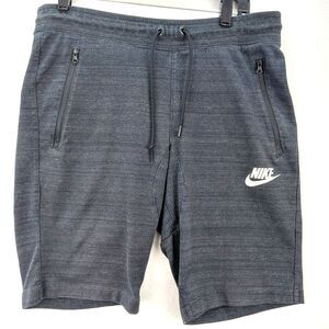 Nike Advance AV15 Shorts Mens Medium Black Knit Tech Zip Pocket Heathered 831470